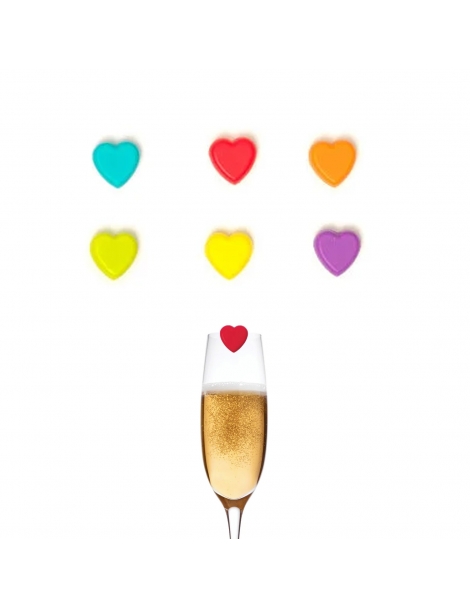 Segnabicchieri Cuori Colorati, pacco da 6