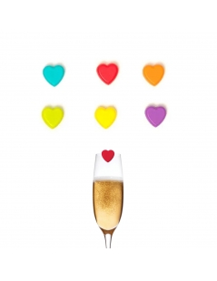 Segnabicchieri Cuori Colorati, pacco da 6