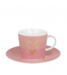 Mug Con Piattino Rosa Cuore D'Oro