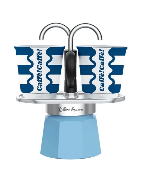 Moka Bialetti Mini Express Dolce Vita Caffè + 2 Bicchieri