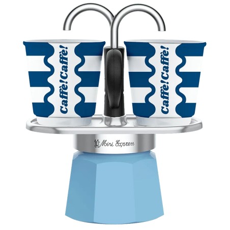 Moka Bialetti Mini Express Dolce Vita Caffè + 2 Bicchieri