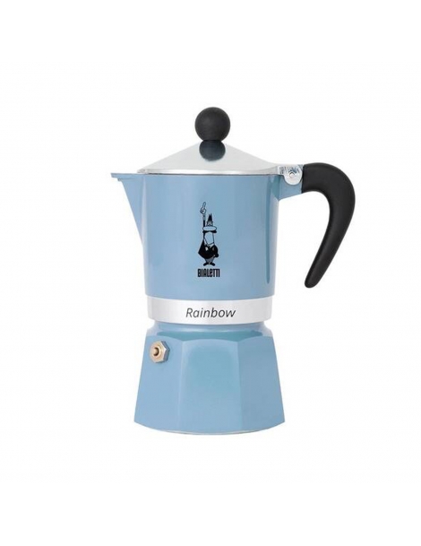 Moka Bialetti Rainbow Romantic Wild 3 Tazze, Light Blue