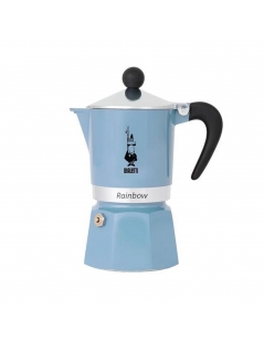 Moka Bialetti Rainbow Romantic Wild 3 Tazze, Light Blue