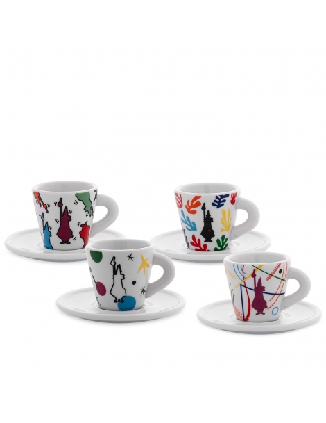 Set 4 Tazzine Con Piattino Bialetti Collezione Arte