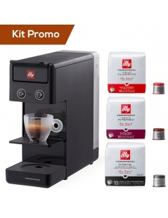 Kit Promo macchina da caffè ILLY Y3.3 nera +3 box Capsule Illy classico, intenso, forte