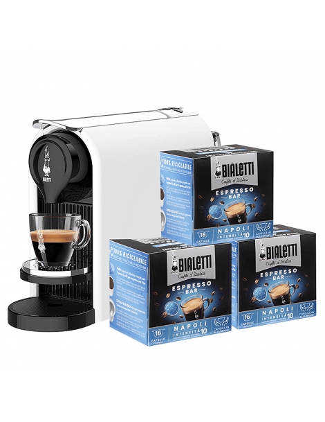 Macchina Da Caffè Bialetti Gioia Plus Bianca + 48 Capsule