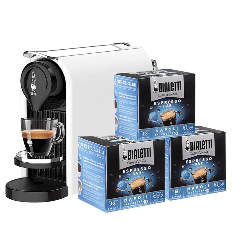 Macchina Da Caffè Bialetti Gioia Plus Bianca + 48 Capsule