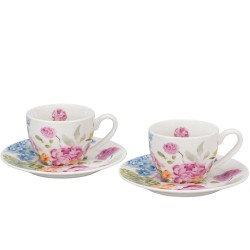 Tazzine Caffè con piattino "June" Fiori Classici Gift Box