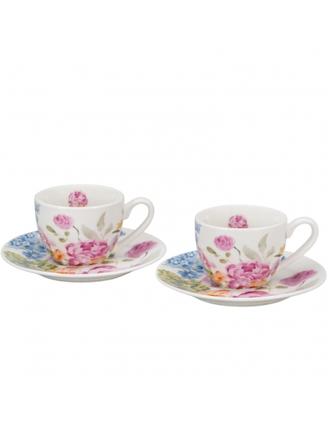 Tazzine Caffè con piattino "June" Fiori Classici Gift Box