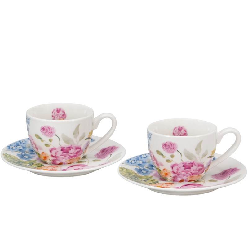 Tazzine Caffè con piattino "June" Fiori Classici Gift Box