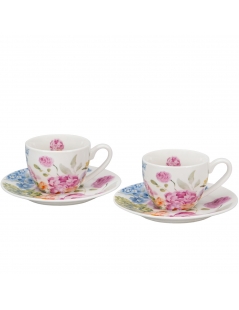 Tazzine Caffè con piattino "June" Fiori Classici Gift Box