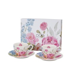 Tazzine Caffè con piattino "June" Fiori Classici Gift Box