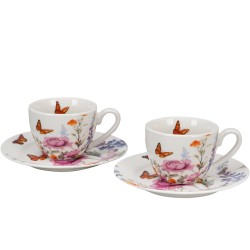 Tazzine Caffè con piattino "Summer" Fiori Classici Gift Box