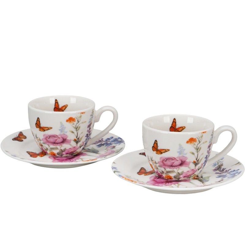 Tazzine Caffè con piattino "Summer" Fiori Classici Gift Box