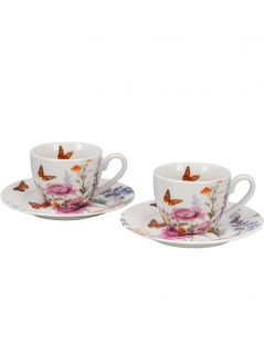 Tazzine Caffè con piattino "Summer" Fiori Classici Gift Box