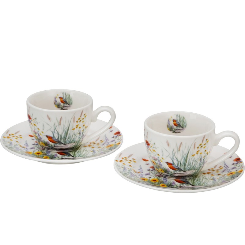 Tazzine Caffè con piattino "July" linea Fiori Classici Gift Box
