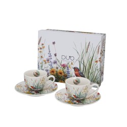 Tazzine Caffè con piattino "July" linea Fiori Classici Gift Box