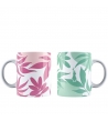 Set 2 Mug Foglia Rosa/Verde in Porcellana, Bialetti