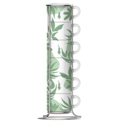 Bialetti 6 Tazzine caffè Foglia Verde Impilab. incluso porta tazzine