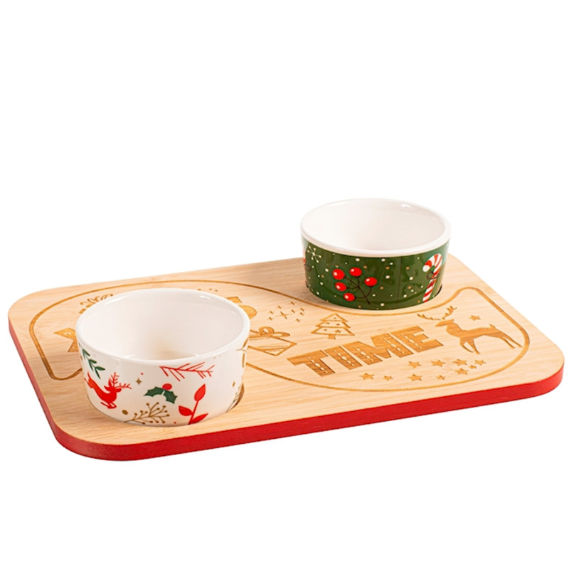 Set 2 Coppette Xmas Pcl conbase in Bambù 28x20 Gift Box