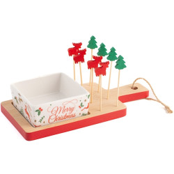 Set Aperitivo Coppetta XmasPcl base in Bambù + 8 Stecchi Gift Box