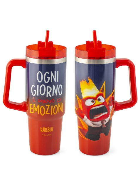 Mug Termica con cannuccia, Inside Out rabbia