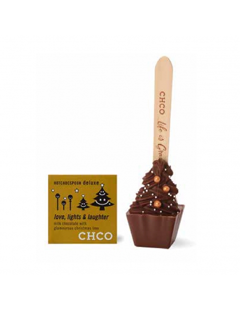 Cucchiaino Albero Preparazione Cioccolata Fondente Calda