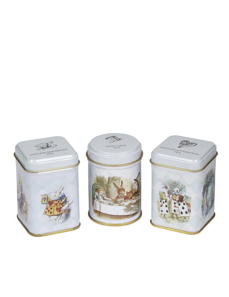 New English Teas Alice In Wonderland White, 3 lattine di tè