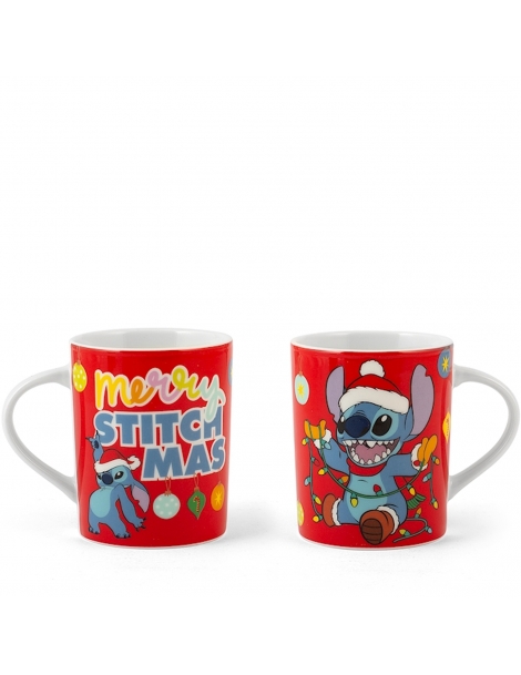 Mug in porcellana Disney Stitch Christmas rossa