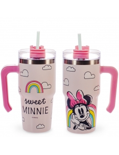 Mug Termica con Cannuccia Minnie Sweet, 600ml
