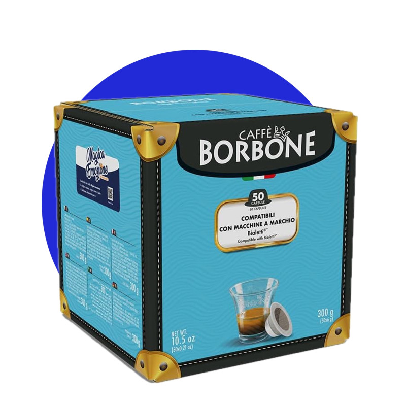 Caffè Borbone 50 capsule compatibili Bialetti, miscela blu