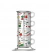 Bialetti 4 Tazze Italia Cappuccino impilabili/porta tazzine incluso