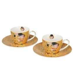 Tazzine Caffè con piattino "Il Bacio di Klimt Brown" 2pz