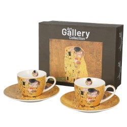 Tazzine Caffè con piattino "Il Bacio di Klimt Brown" 2pz