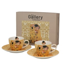 Tazzine Caffè con piattino "Il Bacio Ecru di Klimt" Gift Box 2pz