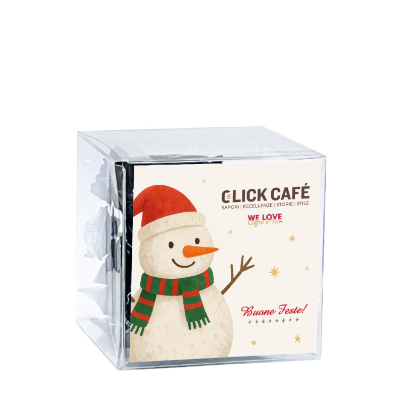 Cubo Pupazzo di Neve Chicco Caffè Ricoperto Di Cioccolato Fondente