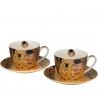 Coppia Mugs con Piattino "Il Bacio" Brown di G.Klimt in Gift Box