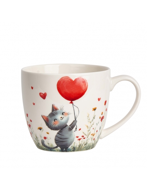 Mug Gatto con Palloncino Confezione Regalo Blister Decorato