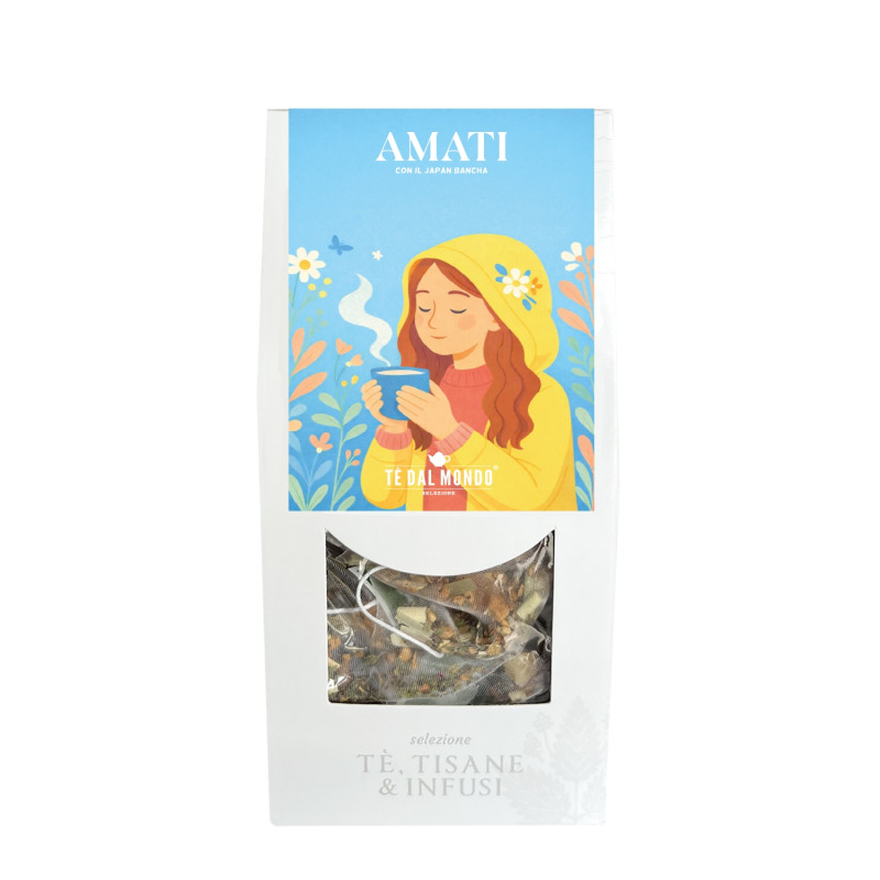 AMATI 12 Piramidi in astuccio C/Finestra Tè Verde Japan Bancha