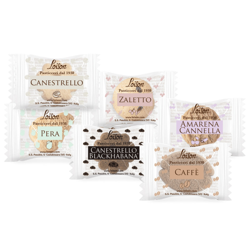 Loison Box Monoporzione Canestrello, Zaletto, Pera, Amarena e Cannella, Canestrello BlackHabana e Caffè