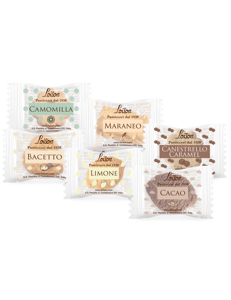 Loison Box Monoporzione Camomilla, Maraneo, Canestrello Caramel, Bacetto, Limone e Cacao