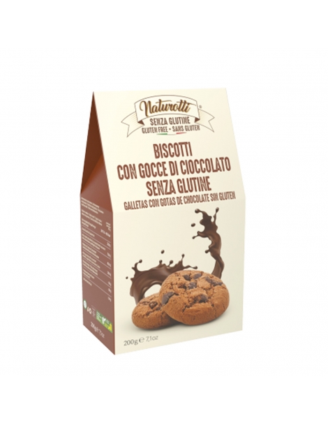 Biscotti al Cacao con Gocce dI Cioccolato Senza Glutine, Naturotti