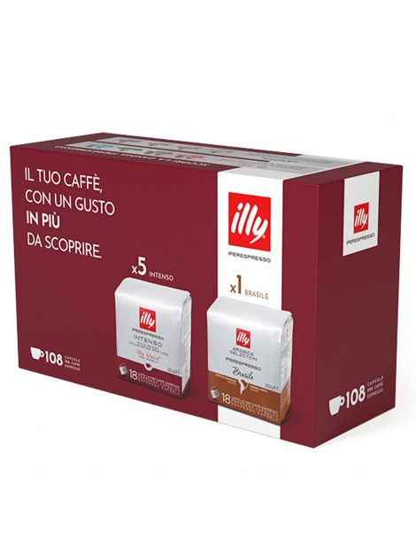 Promo Box Illy Iperespresso5x18 Cps INTENSO + 1x18 Cps BRASILE