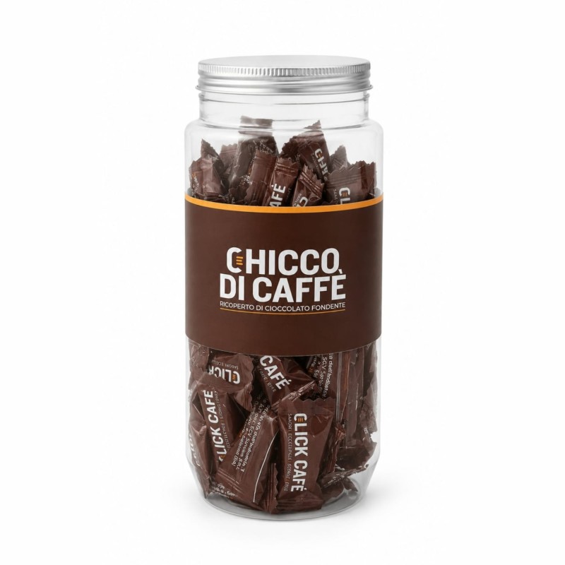 Barattolino Chicco di Caffè ricoperto di Cioccolato Fondente
