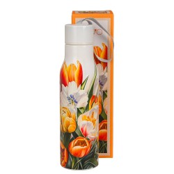 Borraccia termica "Tulipani" in acciaio inox