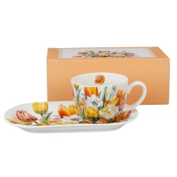 Set Colazione tazza e piattino Tulipani