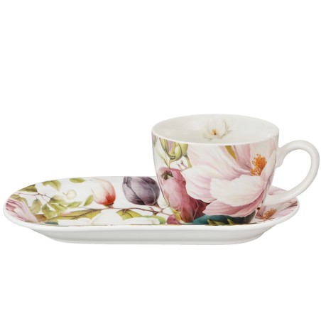 Set Colazione tazza e piattino magnolie