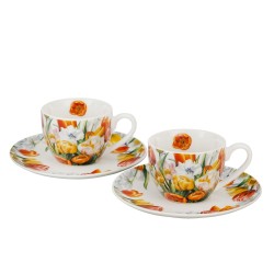 Set 2 Tazzine da Caffè con piattino Tulipani