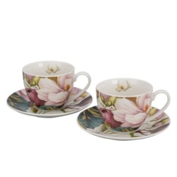 Set 2 Tazzine da Caffè con piattino Magnolie