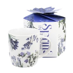 Mug con fiori blu in confezione regalo
